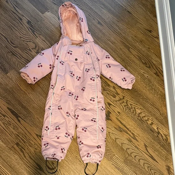 Kuling kids Pink Cherry Print Snowsuit - Picture 1 of 8